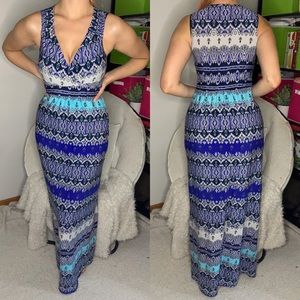 Blue and grey maxi dress